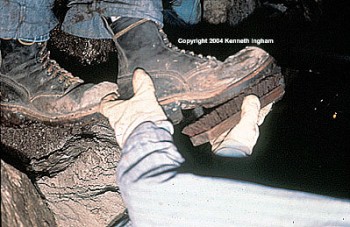Picture of Cleaning Boots at the entrance to Bat Cave--Carlsbad Cavern